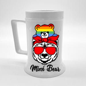 Mimi Bear Proud Mimi Rainbow Flag Lgbt Pride Mothers Day Meaningful Gift Beer Stein