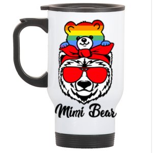 Mimi Bear Proud Mimi Rainbow Flag Lgbt Pride Mothers Day Meaningful Gift Stainless Steel Travel Mug