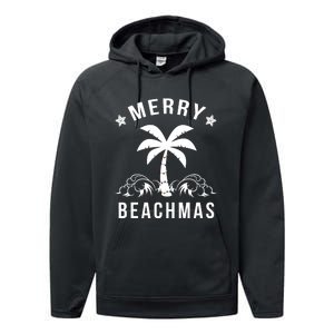 Merry Beachmas Palm Tree Beach Christmas Performance Fleece Hoodie