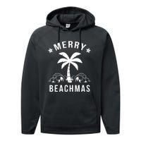 Merry Beachmas Palm Tree Beach Christmas Performance Fleece Hoodie