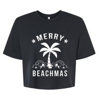 Merry Beachmas Palm Tree Beach Christmas Bella+Canvas Jersey Crop Tee