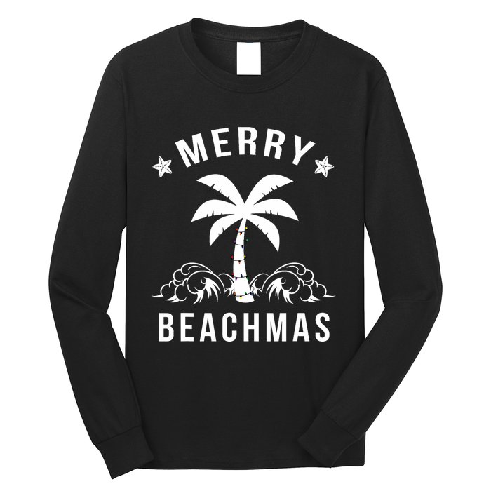 Merry Beachmas Palm Tree Beach Christmas Long Sleeve Shirt