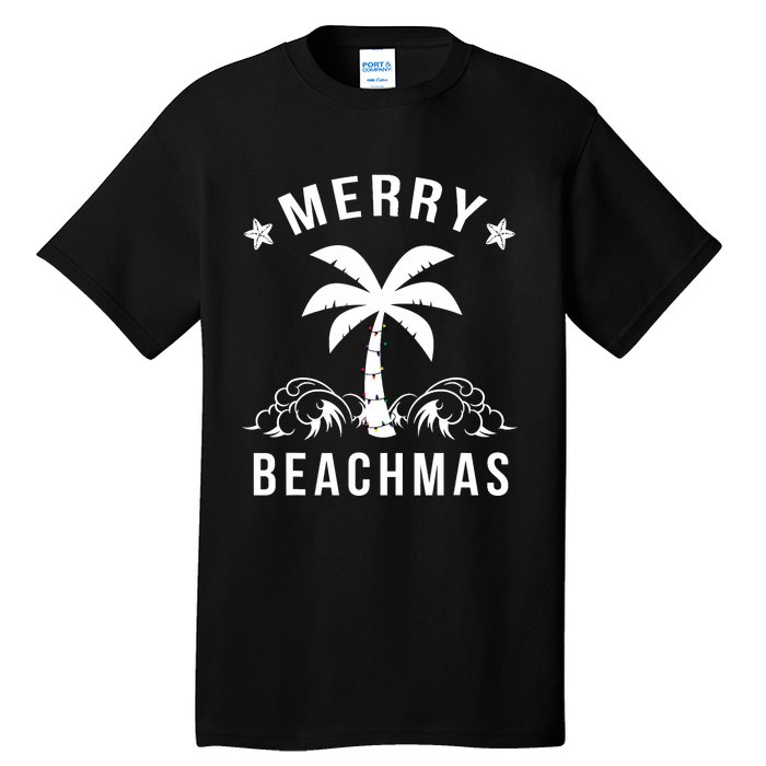 Merry Beachmas Palm Tree Beach Christmas Tall T-Shirt