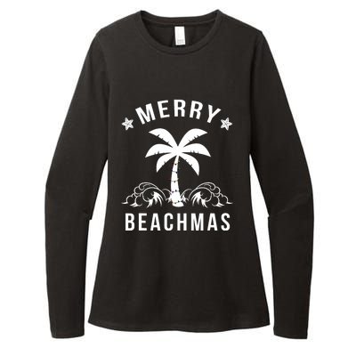 Merry Beachmas Palm Tree Beach Christmas Womens CVC Long Sleeve Shirt