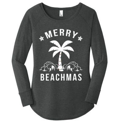 Merry Beachmas Palm Tree Beach Christmas Women's Perfect Tri Tunic Long Sleeve Shirt