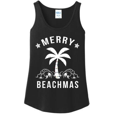 Merry Beachmas Palm Tree Beach Christmas Ladies Essential Tank