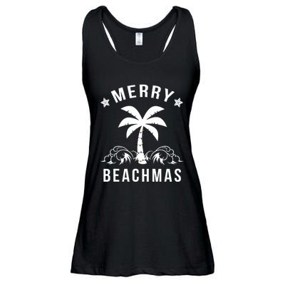 Merry Beachmas Palm Tree Beach Christmas Ladies Essential Flowy Tank