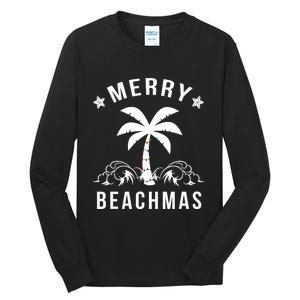 Merry Beachmas Palm Tree Beach Christmas Tall Long Sleeve T-Shirt