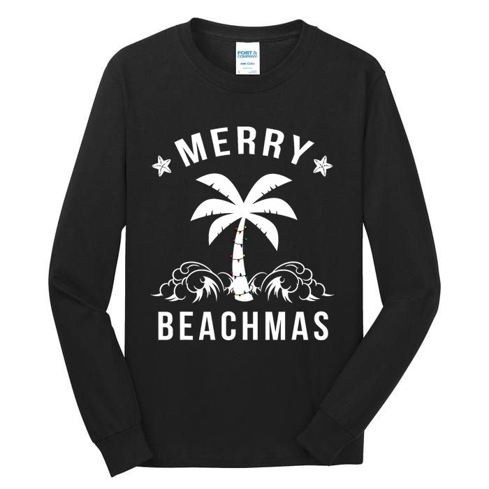 Merry Beachmas Palm Tree Beach Christmas Tall Long Sleeve T-Shirt