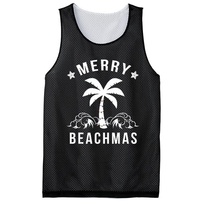 Merry Beachmas Palm Tree Beach Christmas Mesh Reversible Basketball Jersey Tank