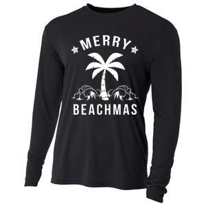 Merry Beachmas Palm Tree Beach Christmas Cooling Performance Long Sleeve Crew