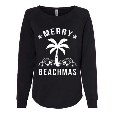 Merry Beachmas Palm Tree Beach Christmas Womens California Wash Sweatshirt