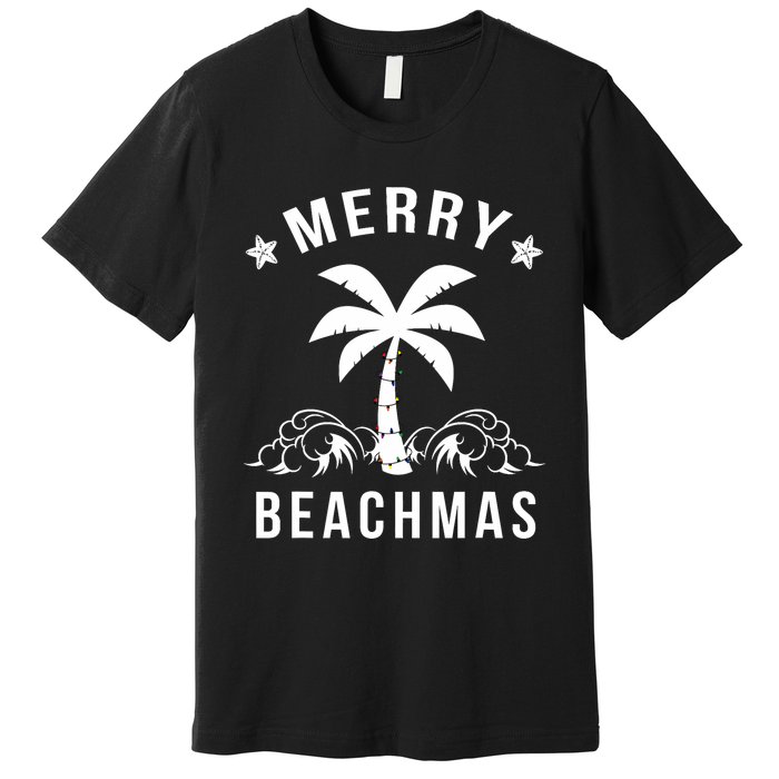 Merry Beachmas Palm Tree Beach Christmas Premium T-Shirt