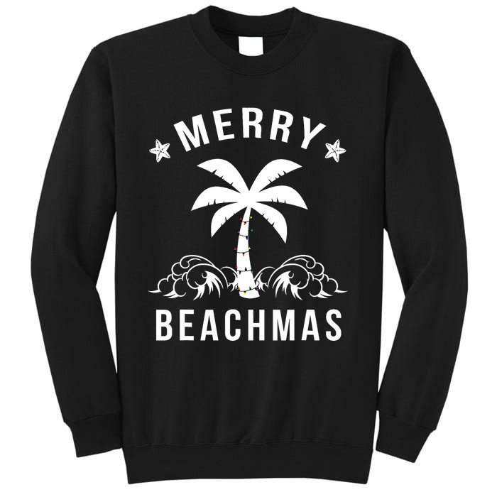 Merry Beachmas Palm Tree Beach Christmas Tall Sweatshirt