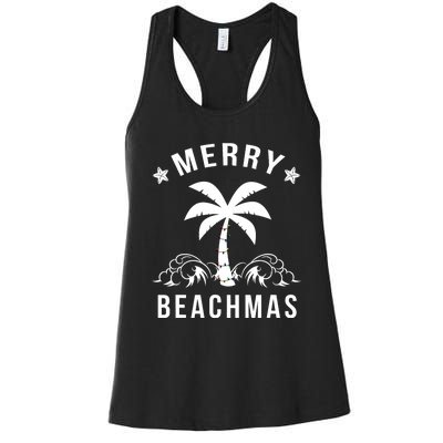 Merry Beachmas Palm Tree Beach Christmas Women's Racerback Tank