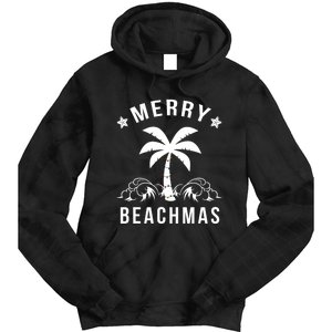 Merry Beachmas Palm Tree Beach Christmas Tie Dye Hoodie