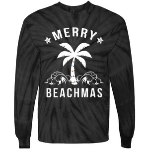 Merry Beachmas Palm Tree Beach Christmas Tie-Dye Long Sleeve Shirt