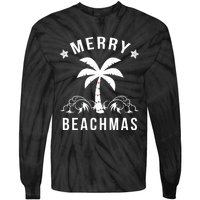 Merry Beachmas Palm Tree Beach Christmas Tie-Dye Long Sleeve Shirt