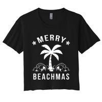 Merry Beachmas Palm Tree Beach Christmas Women's Crop Top Tee