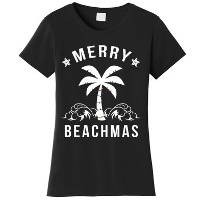 Merry Beachmas Palm Tree Beach Christmas Women's T-Shirt