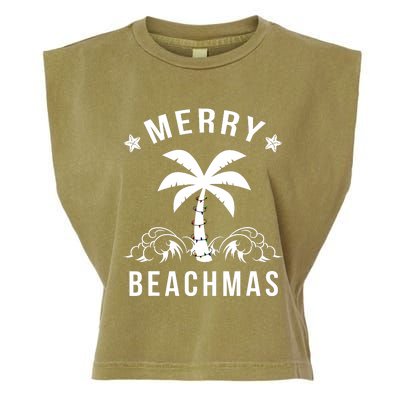 Merry Beachmas Palm Tree Beach Christmas Garment-Dyed Women's Muscle Tee