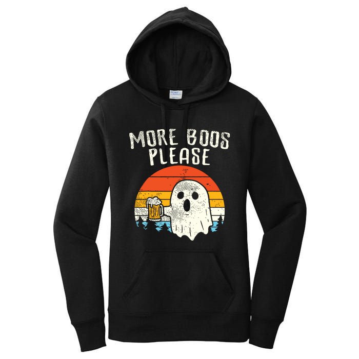 More Boos Please Ghost Beer Retro Halloween Funny Drinking Women's Pullover Hoodie