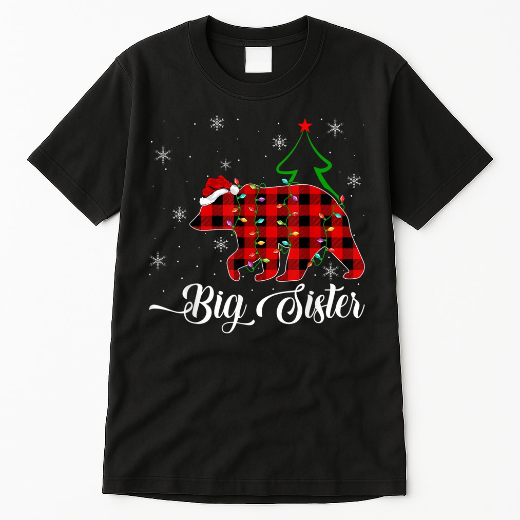 Matching Buffalo Plaid Christmas BigSister Bear Pajama Tall T-Shirt