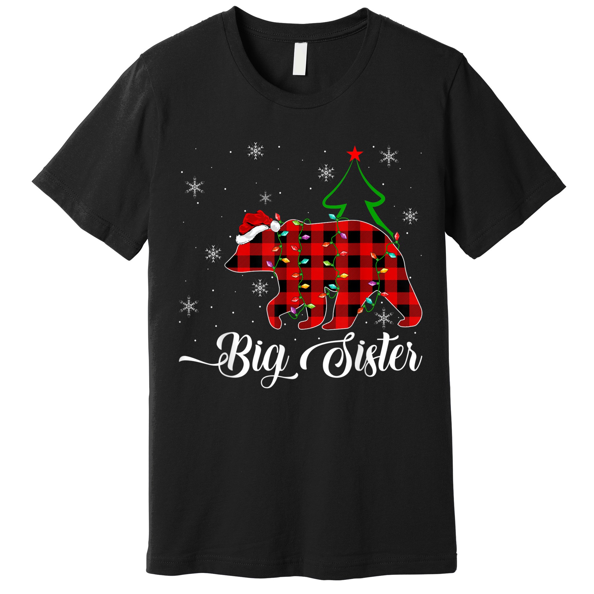 Matching Buffalo Plaid Christmas BigSister Bear Pajama Premium T-Shirt