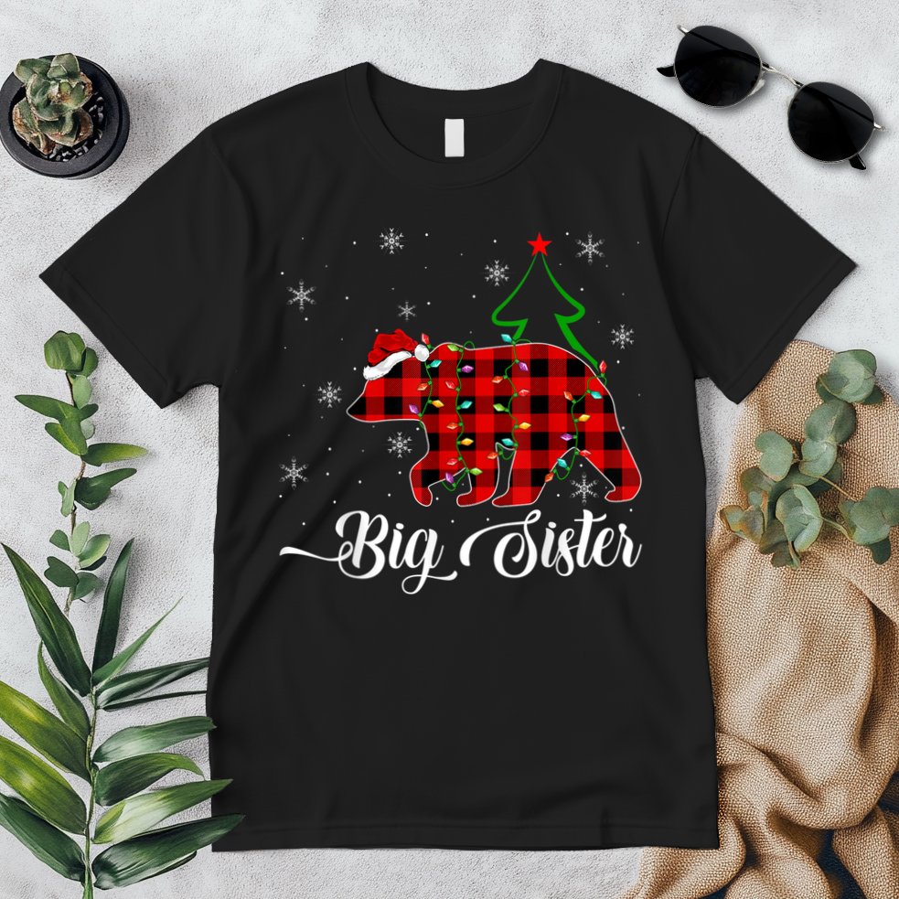 Matching Buffalo Plaid Christmas BigSister Bear Pajama Premium T-Shirt