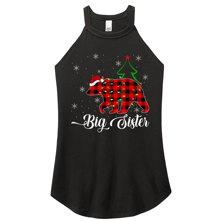 Matching Buffalo Plaid Christmas BigSister Bear Pajama Women's Perfect Tri Rocker Tank