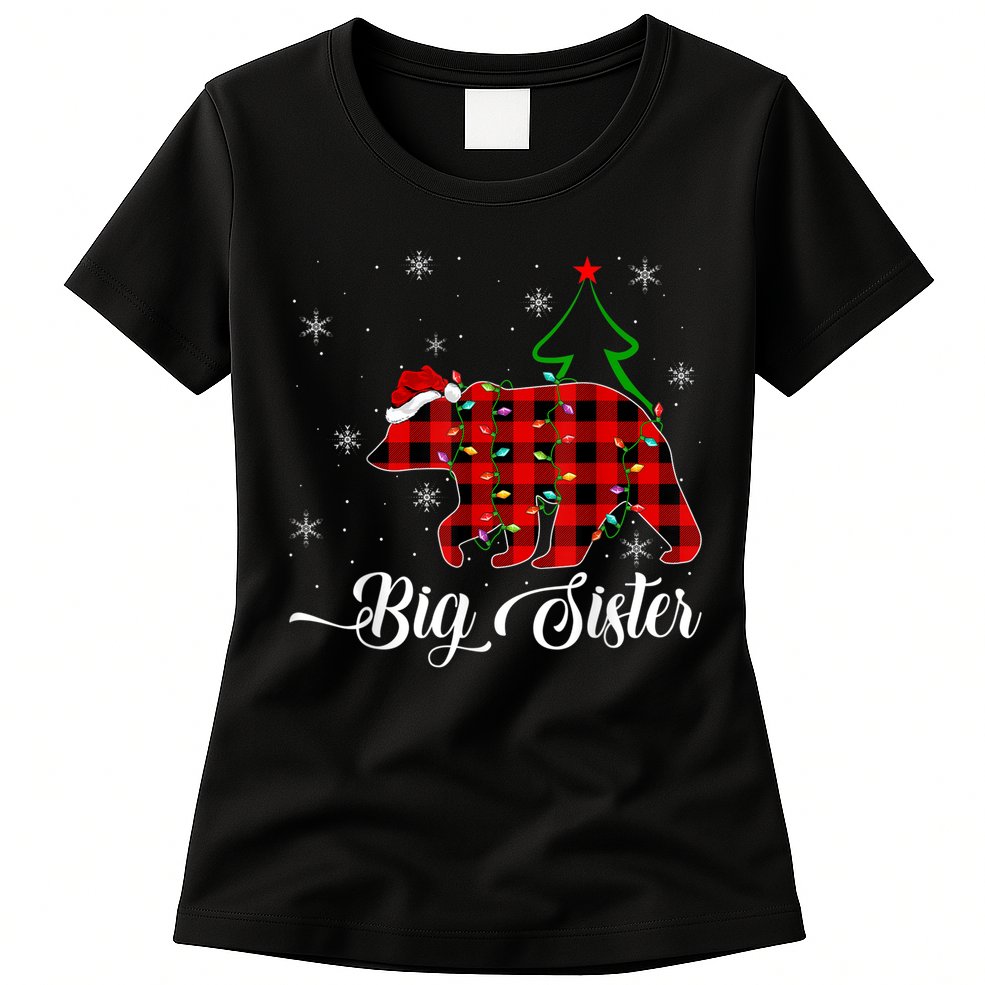 Matching Buffalo Plaid Christmas BigSister Bear Pajama Womens T-Shirt