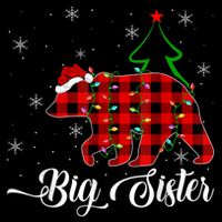 Matching Buffalo Plaid Christmas BigSister Bear Pajama Women's V-Neck T-Shirt