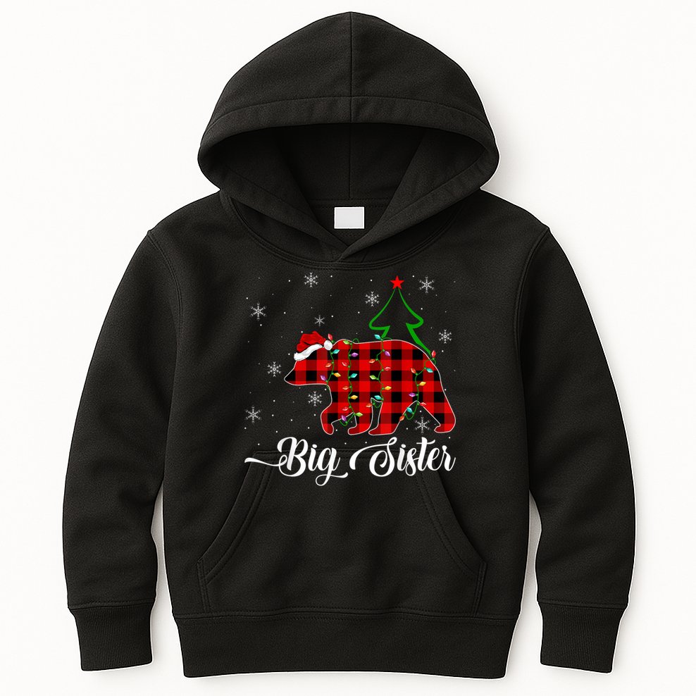 Matching Buffalo Plaid Christmas BigSister Bear Pajama Kids Hoodie
