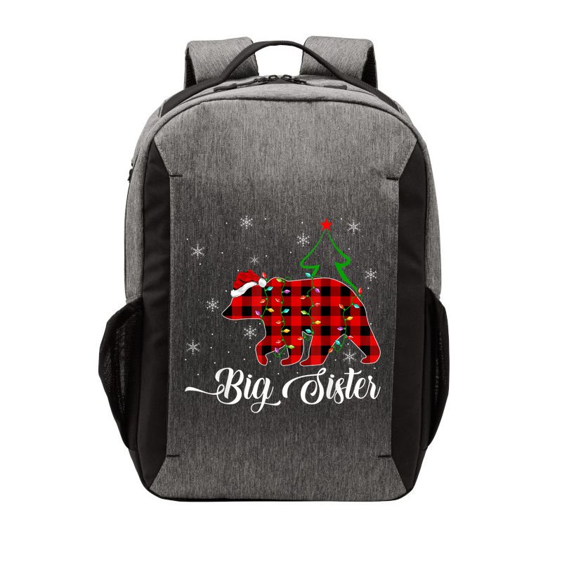 Matching Buffalo Plaid Christmas BigSister Bear Pajama Vector Backpack