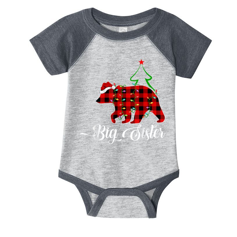 Matching Buffalo Plaid Christmas BigSister Bear Pajama Infant Baby Jersey Bodysuit