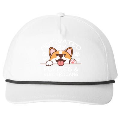 Motivated By Puppies And Electricians Gift Electricians Gift Snapback Five-Panel Rope Hat