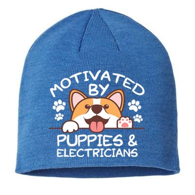 Motivated By Puppies And Electricians Gift Electricians Gift Sustainable Beanie