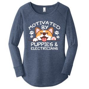 Motivated By Puppies And Electricians Gift Electricians Gift Women's Perfect Tri Tunic Long Sleeve Shirt