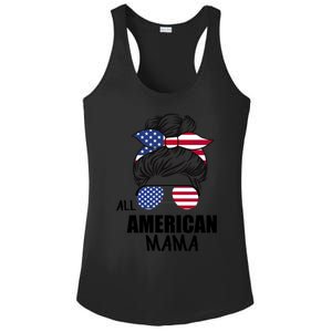 Messy Bun Patriotic Outfit All American Mama 4th Of July Gift Ladies PosiCharge Competitor Racerback Tank