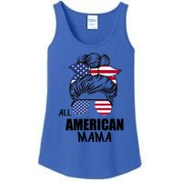 Messy Bun Patriotic Outfit All American Mama 4th Of July Gift Ladies Essential Tank