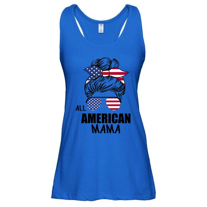 Messy Bun Patriotic Outfit All American Mama 4th Of July Gift Ladies Essential Flowy Tank