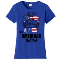 Messy Bun Patriotic Outfit All American Mama 4th Of July Gift Women's T-Shirt