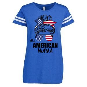 Messy Bun Patriotic Outfit All American Mama 4th Of July Gift Enza Ladies Jersey Football T-Shirt