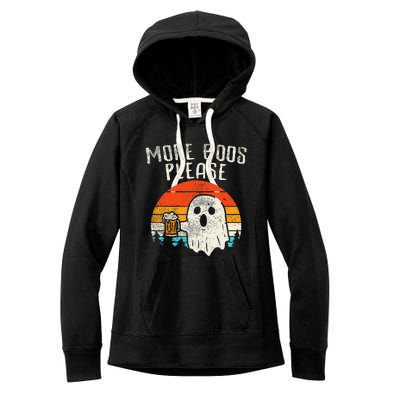 More Boos Please Ghost Beer Retro Halloween Drinking Women's Fleece Hoodie