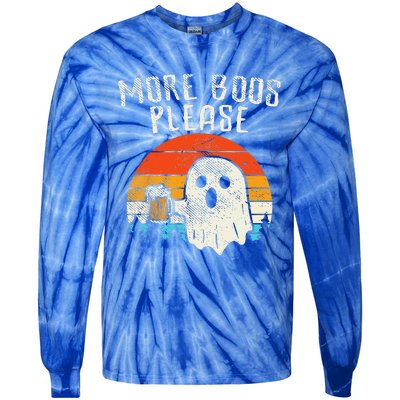 More Boos Please Ghost Beer Retro Halloween Drinking Tie-Dye Long Sleeve Shirt