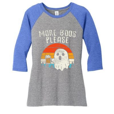 More Boos Please Ghost Beer Retro Halloween Drinking Women's Tri-Blend 3/4-Sleeve Raglan Shirt