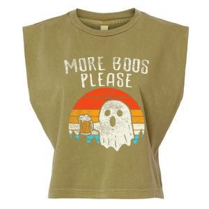 More Boos Please Ghost Beer Retro Halloween Drinking Garment-Dyed Women's Muscle Tee