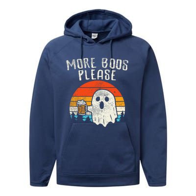 More Boos Please Ghost Beer Retro Halloween Drinking Performance Fleece Hoodie