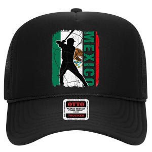 Mexican Baseball Player Mexico Flag Baseball Fans High Crown Mesh Back Trucker Hat