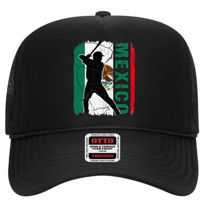 Mexican Baseball Player Mexico Flag Baseball Fans High Crown Mesh Back Trucker Hat